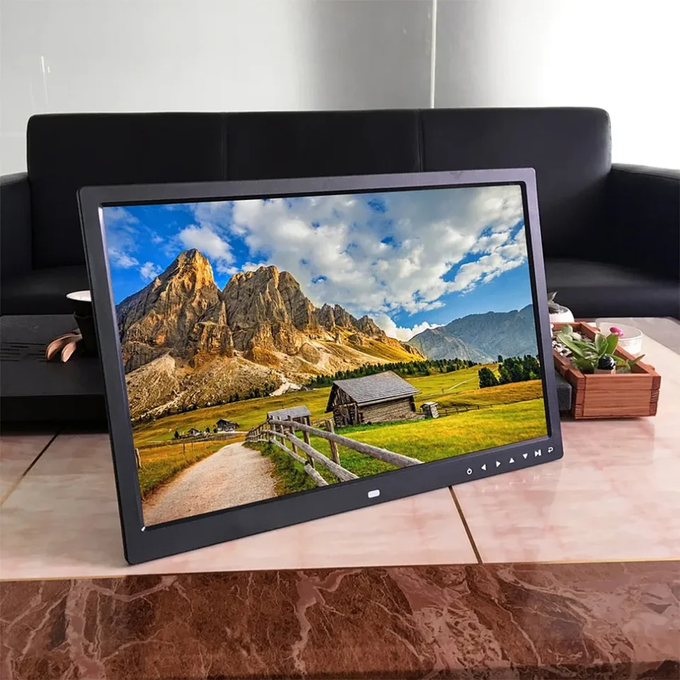 17 -palcové tlačidlo Touch Digital Photo Rám Elektronický album HDMI HD Wall Mount Display Video Reklama videa prehrávač