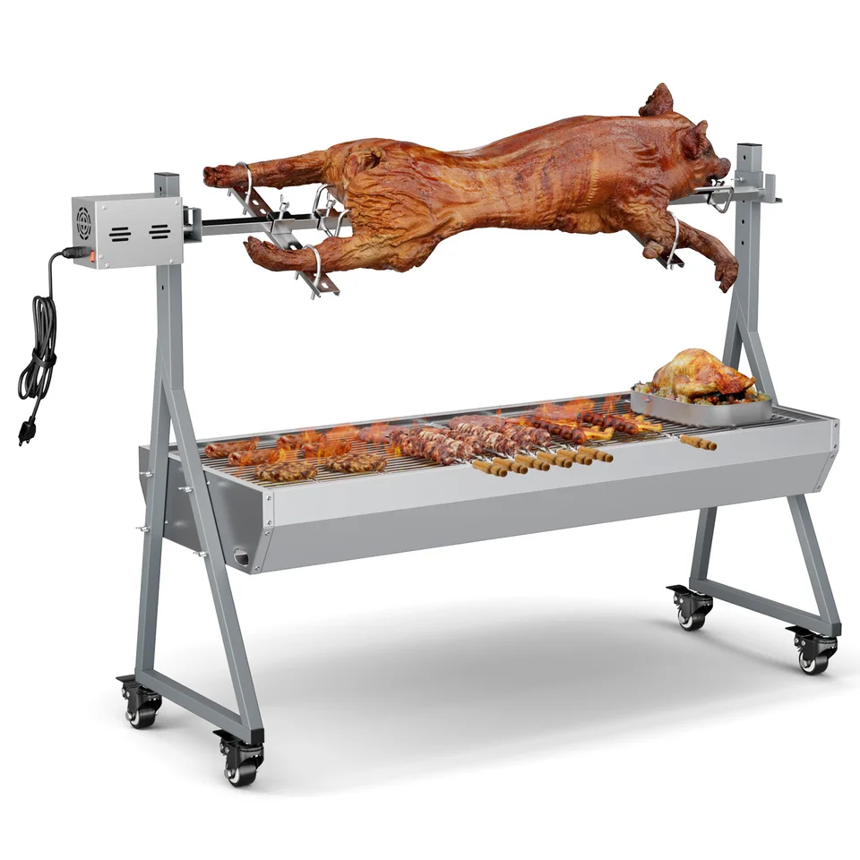 176 libier z nehrdzavejúcej ocele rotisserie gril s zadným krytom chránič 25W Motor Malé prasa jahňacie 2 jahňacie mäso 2 v 1 bbq ​​uhlia Rotisserie Roaster