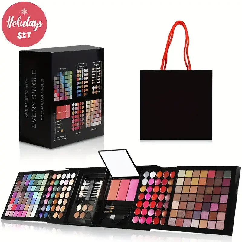 177 farebná súprava make-upu vrátane korektora lesku na pery na paletu očných tieňov, dámsky make-up all-in-one, kompletná súprava so zrkadlom