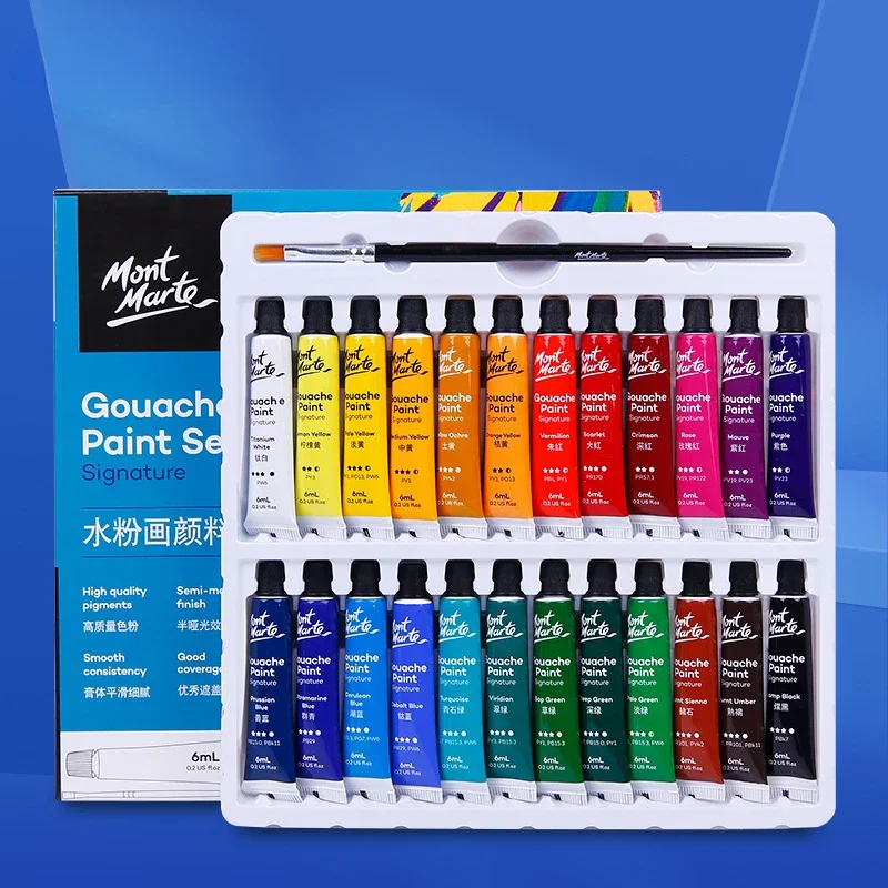 18/18/24 Farba 6/12 ml Gouache Paint Set Kvalitná umelecká maľba Profesionálny umývateľný vodovodný študent študentský skúška Art Supplies