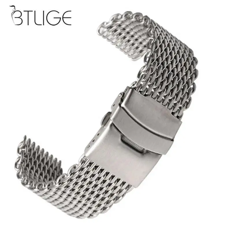 18/20/22/22/24 mm oceľový potápačský mriežok pre Milanese Watch Bracep Strap pásik Tacing dvojitých remienkov tkaných hodiniek