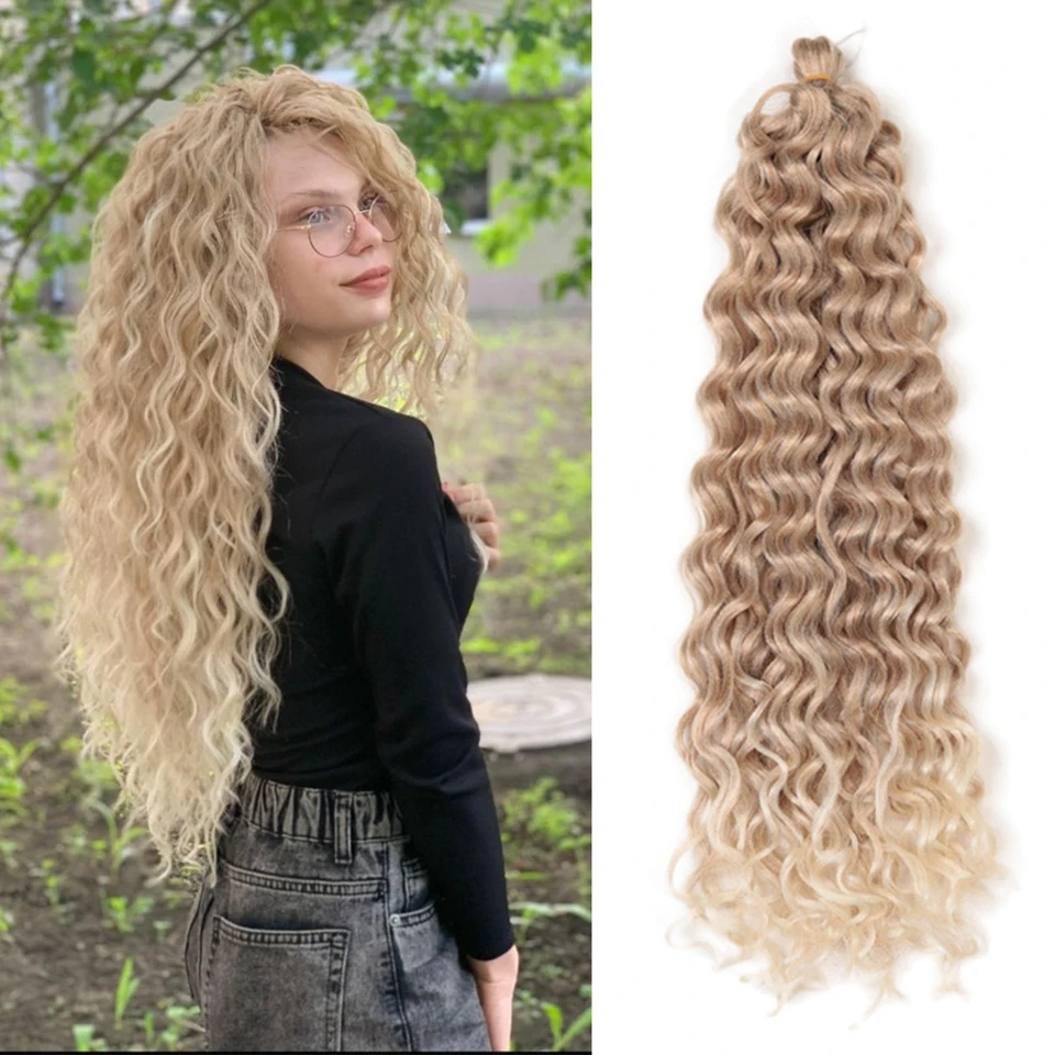 18-24inch Syntetické háčkovanie pletenia vlasov oceánové vlnové vrkočky Vlasy predlžovanie vlasov vopred blokované háčkované háčkovanie zväzok vlasov 90 g/balenie alibaby