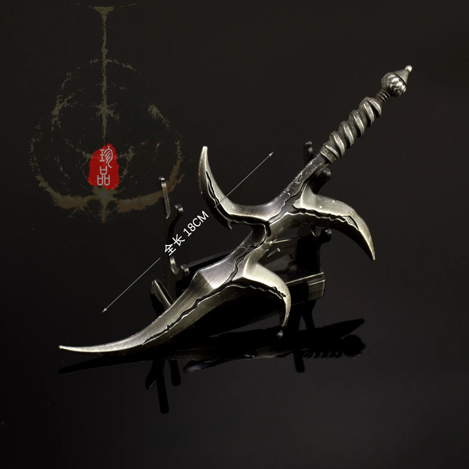 18 cm čierny nôž na melee armament meč Eldens Game Keychain Swords Katana Weapon Model Príslušenstvo Klávesové kľúče ozdoby Hračky