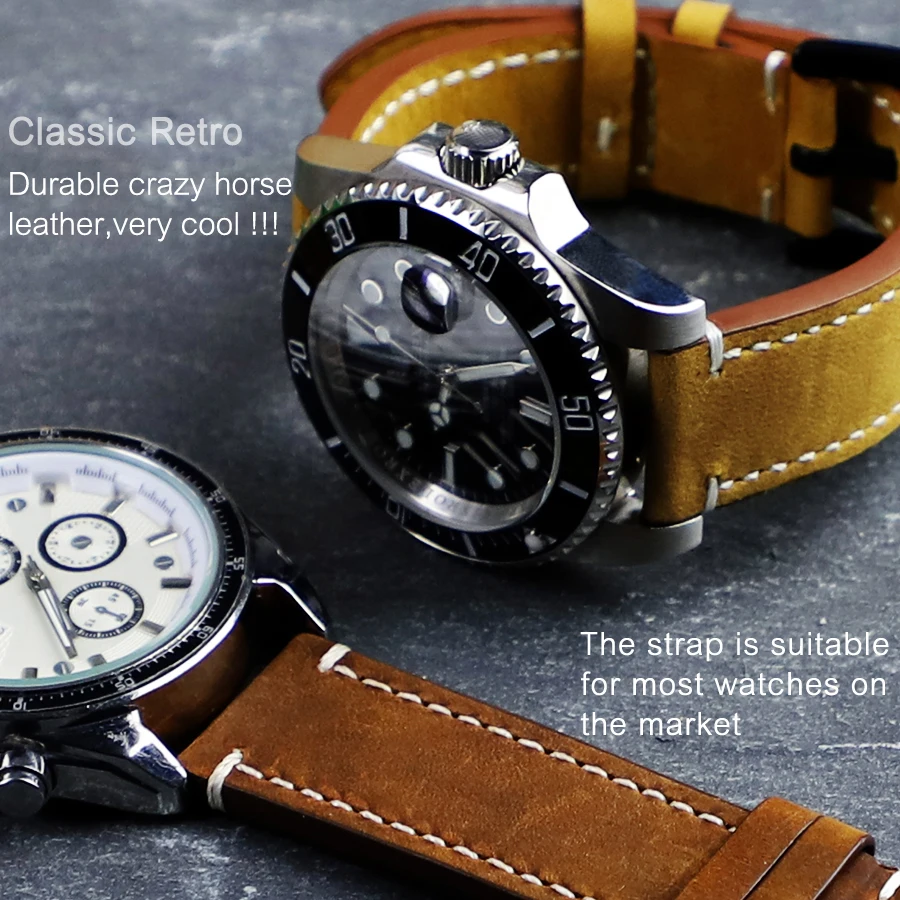 18 mm, 19 mm, 20 mm, 21 mm, 22 mm, 24 mm Crazy Horse Leather Patrap Rýchle uvoľňovacie kolíky