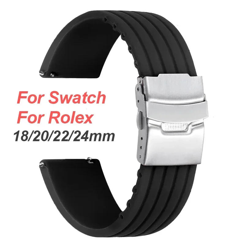 18 mm 22 mm 20 mm 24 mm rýchle uvoľňovanie náramku pre SEIKO Silikone Sport Watchband pre Rolexový vzorový remienok na zápästie pre vzorky