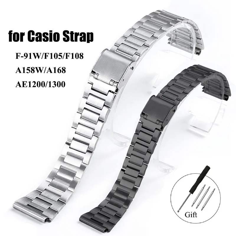 18 mm hodinkový remienok pre Casio F-91W F105 F108 A158 A168 AE1300 AE1200 Náhradné hodinky AEPAL AUR CLEADLESS OEC