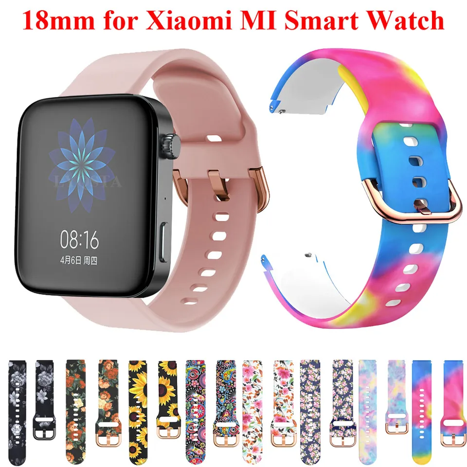18 mm náramokové príslušenstvo hodinky pre Xiaomi Mi Smart Watch/Ticwacth C2 Soft Silikone Nahradené tlačené remienky Correa Fashion