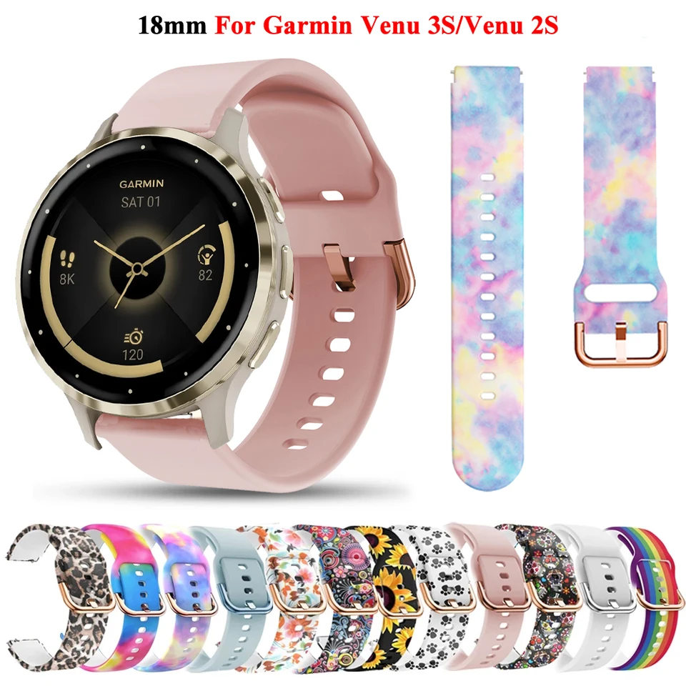 18 mm potlačené silikónové hodinky pre Garmin Venu 3s/2s Huawei Watch GT 4 41 mm náramok WatchBand