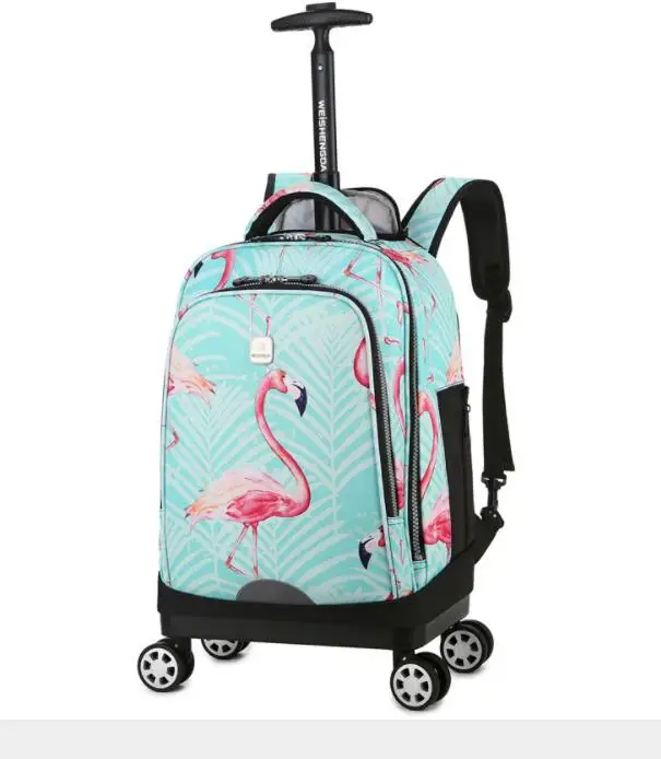 18 -palcové školské valcové batohové tašky pre deti cestovanie Trolley Bag Teeangers Deti kolesové batoh pre dievčenské tašky s kolesami