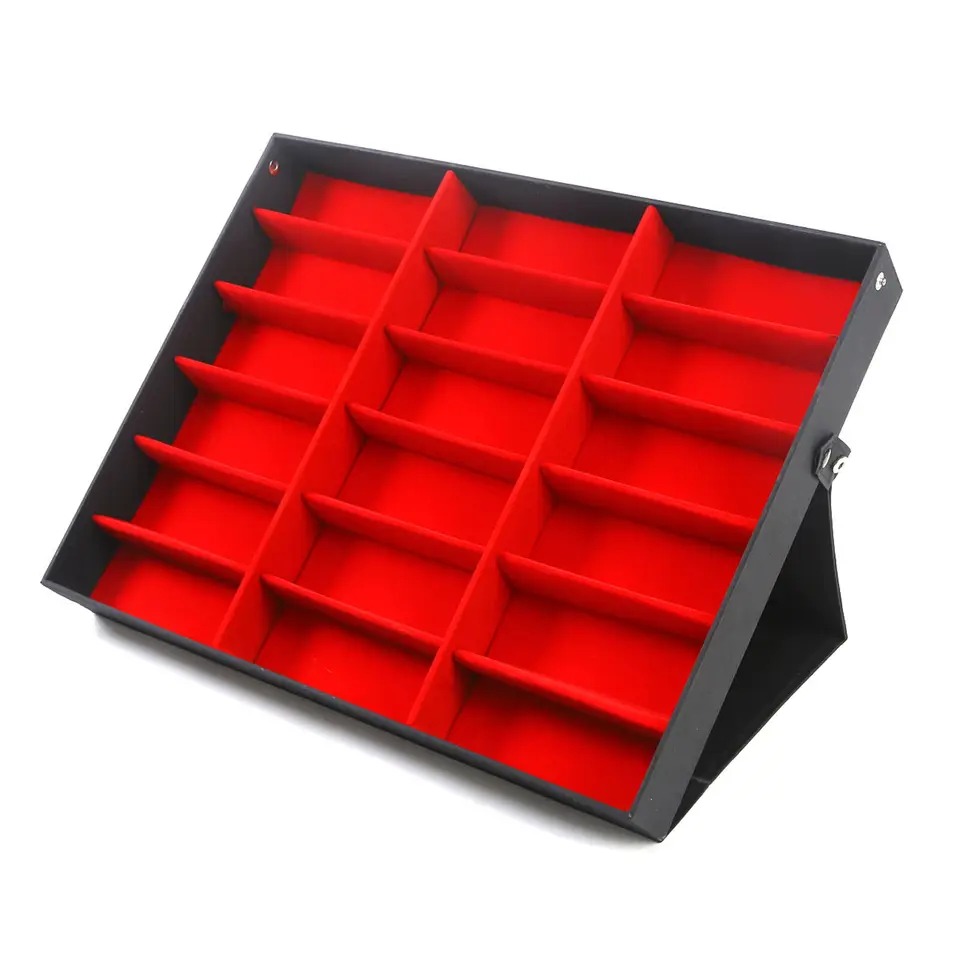 18 slotových slnečných okuliarov Displej na slnečné okuliare Organizátor Ovoky na displeji skladovacie puzdro Tray šperky hodinky Organizátor Box