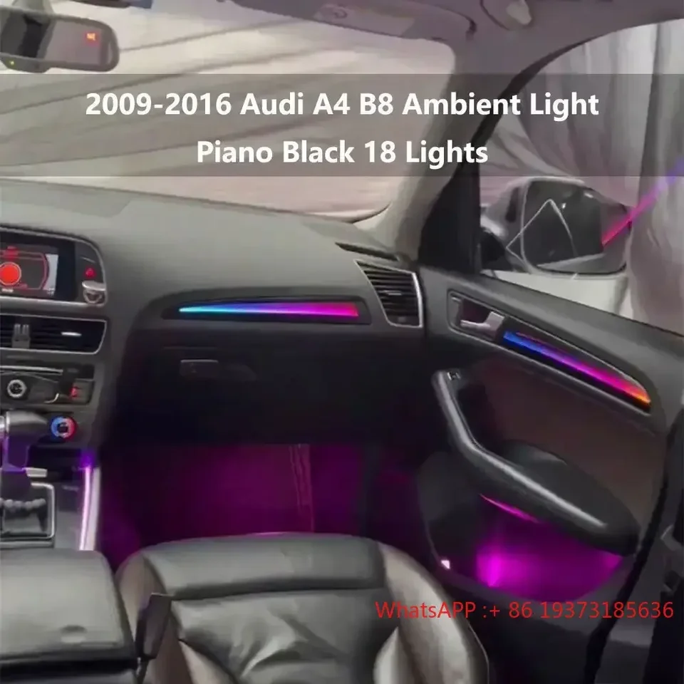 18 svetiel Automobilový interiér dekor LED Atmosféra svetlo A4 Farebné okolité svetlo pre Audi A4 B8 2009-2016