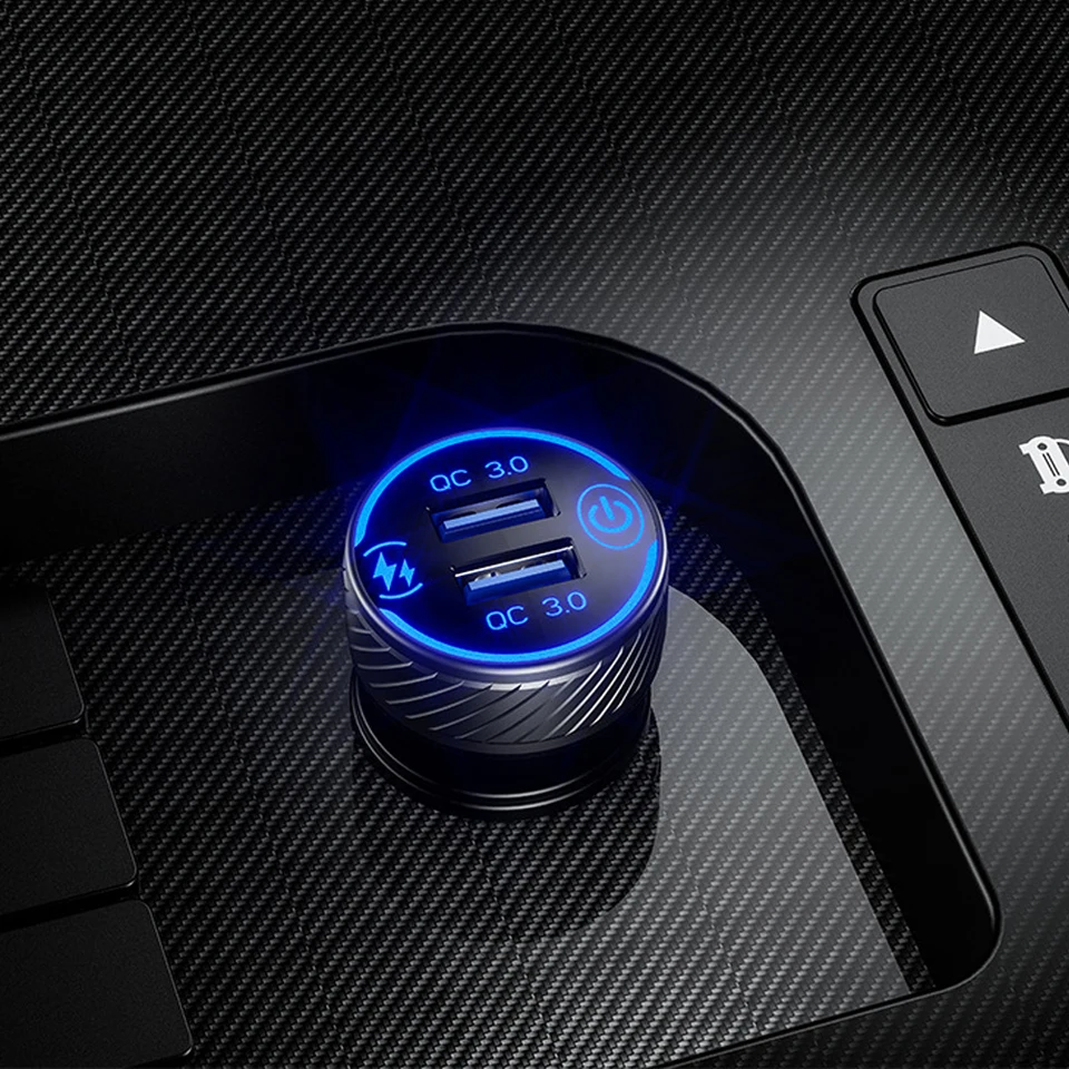 18 W Dual QC 3.0 USB port viacerých nabíjačiek automobilu s dotykovým spínačom rýchleho nabíjačky Adaptér Triple Aluminium Metal 12v 24V