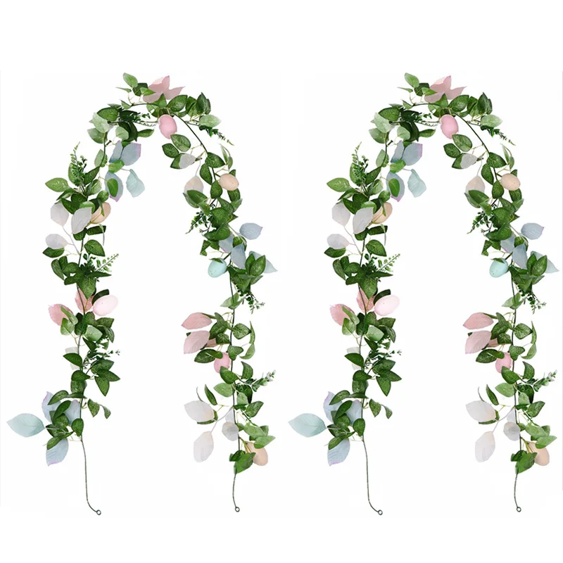 180 cm umelé rastlinné vinič Rattan Garland Veľkonočné vajcia Rattan Rattan Domáca strana záhradná dekorácia simulácia Zeleň závesný prívesok