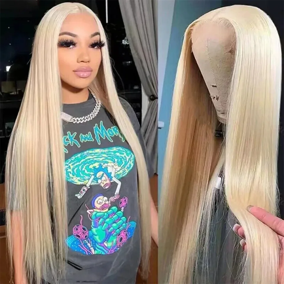 180 Hustota Rovné ľudské vlasy Brazílske 613 medové blondínky 30 40 palcov 13x6 čipky predné parochne 13x4 HD Priehľadná čipka Čelná parochňa