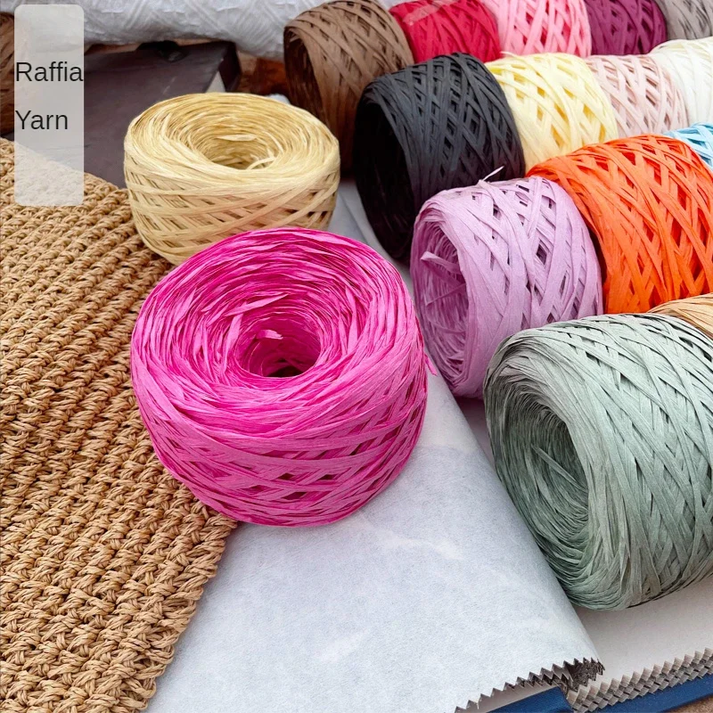 180 m Raffia priadza papierová tráva na pletenie a háčkovanie ručne vyrábané DIY Slaw Hat Batch Doll Plippers tkanie mäkkého vlákna 100 g/ks leto leto