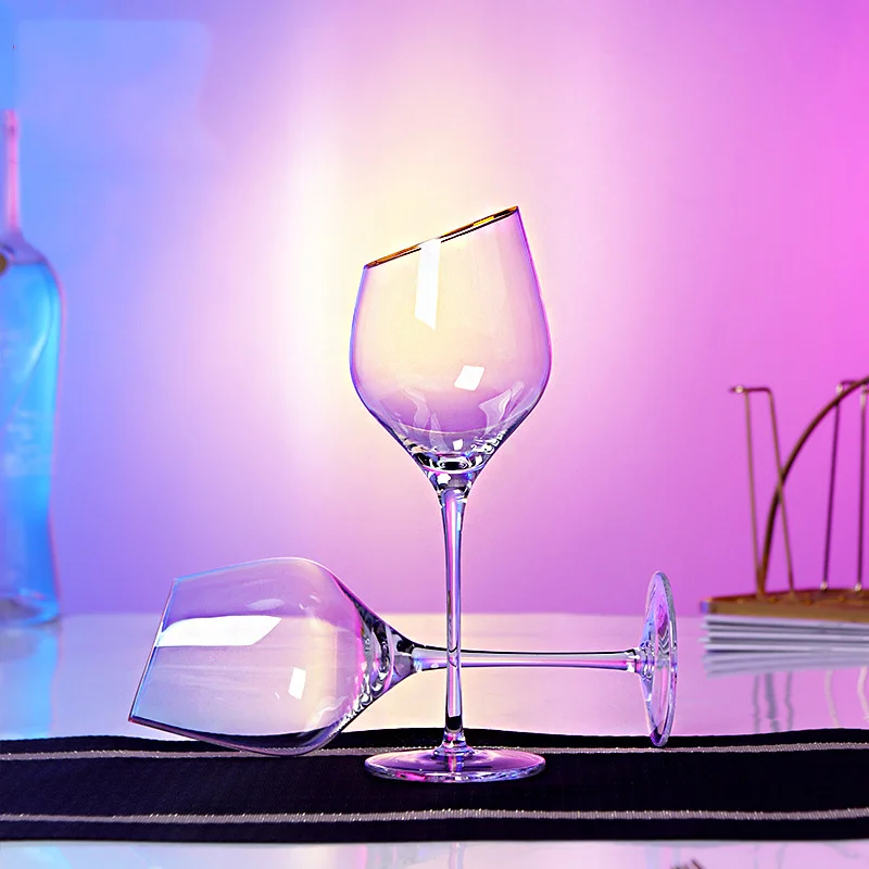 180 ml-460 ml-580 ml diagonálne ručne vyrábané poháre na víno ultra tenký krištáľový burgundský bordeauxový pohár konkávne sklo šampanského na šampanské