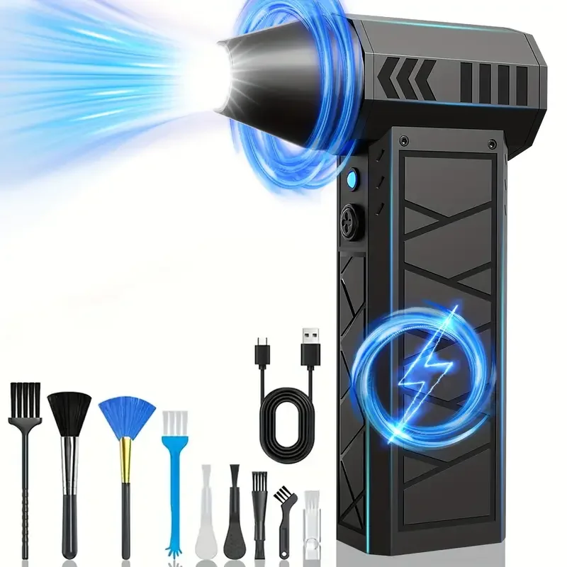 180000 otáčky s vysokým výkonom mini turbo ventilátora s LED svetlom prenosným vreckovým dúchadlom pre auto, domáce@elektronické čistenie, USB nabíjateľné