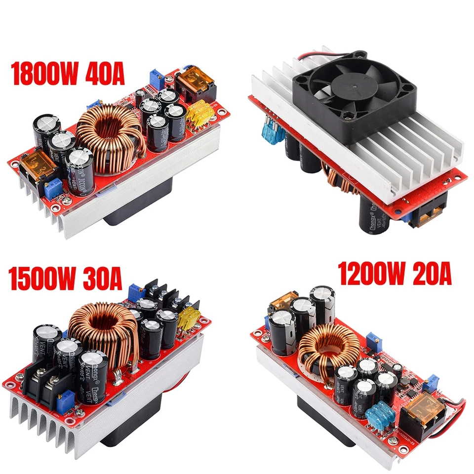 1800W 40A 1500W 30A 1200W 20A DC-DC Boost Converter Step Up Power Supment Modul 10-60V až 12-90V nastaviteľné napätie