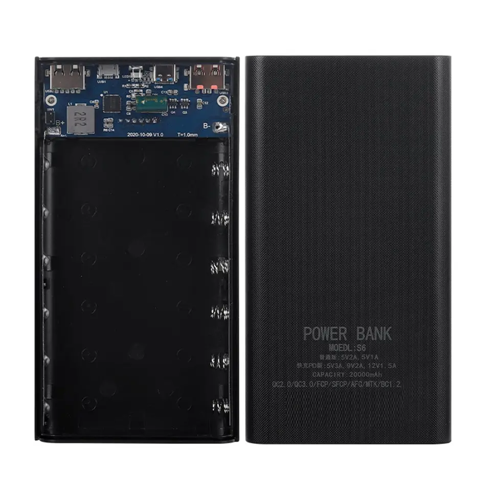 18650 batéria Power Bank Box 22,5 W rýchle nabíjanie LCD displej 20000 mAh Power Board pre 6x18650 batériu Powerbank (A)