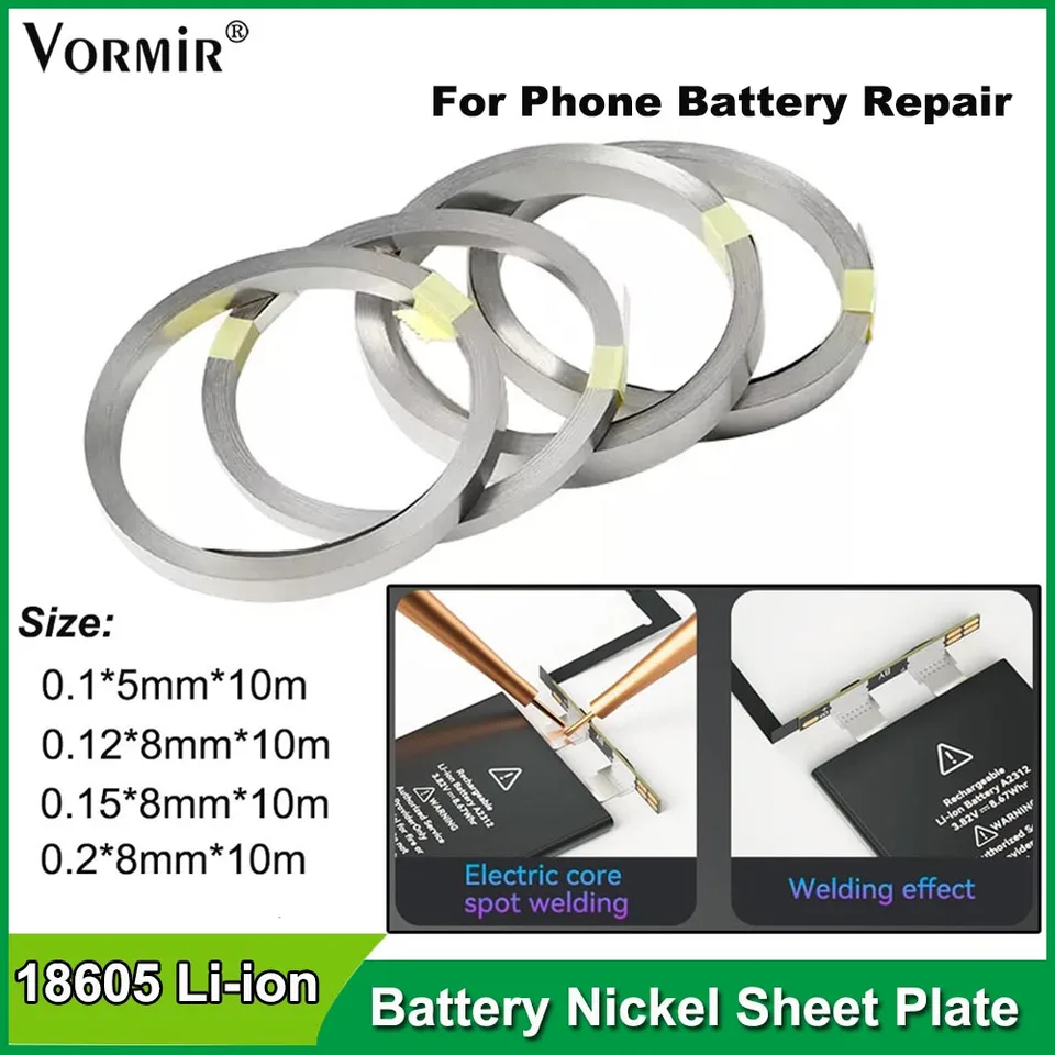 18650 Li-Ion Battery Pleast Plesk Platel Plated Steel pre iPhone batériu Flex Flex Welding Connector Connector Belt 10m/PCS