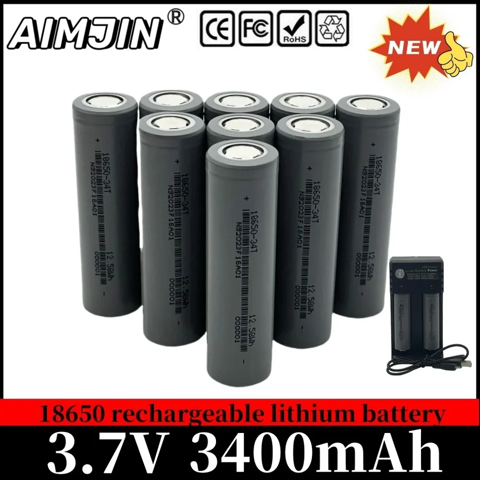 18650 Nabíjateľná batéria batérie 3,7 V 3400 mAh s nabíjačkou 18650 li-iónovej batérie vhodná pre baterku/hračku/ECT s nabíjačkou