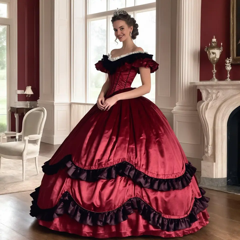 1883 rokov viktoriánska červená princezná šaty kostýmy Ženy Vintage viktoriánske gotické upírske svadobné šaty Costom