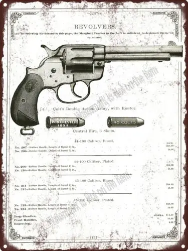 1890 45 Colt Revolvers Winchester 1873 kovový znak 9x12 