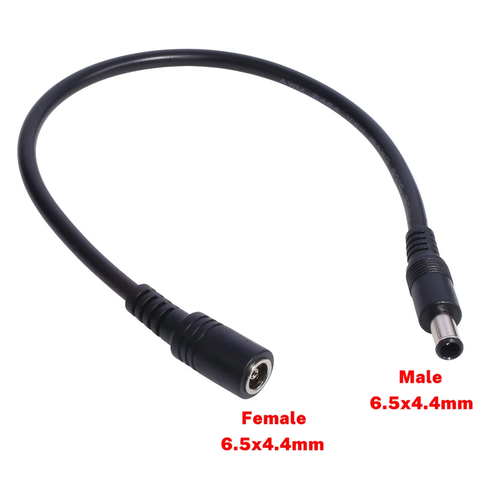 18awg DC Power zátky 6,5 x 4,4 mm muž do 6,5 x 4,4 mm ženský nabíjací kábel pre notebook DC6044 Rozšírte riadok 30 cm