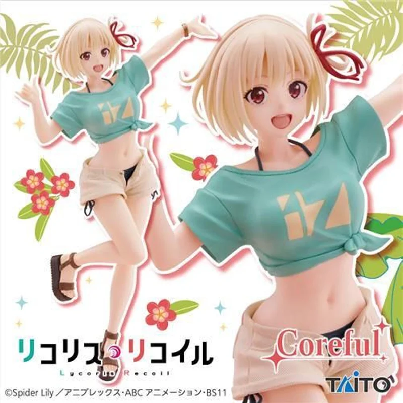 18cm Taito Coreful Lycoris Recoil Nishikigi Chisato Hawaii State Ver PVC Anime Action Figures Model Cute Collection Hračky Darčeky