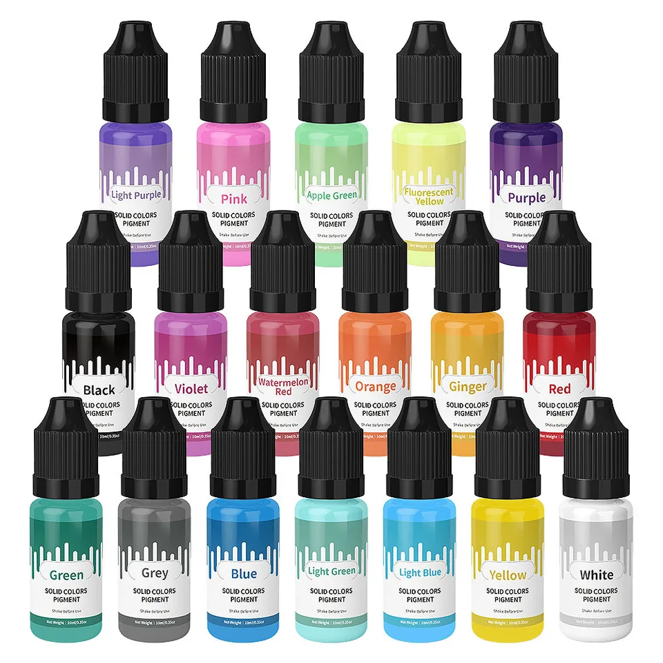 18Colors 10 ml makarónovej pevnej pastelovej farebnej živicovej živice Pigment Oil Liquid farbenie DIY