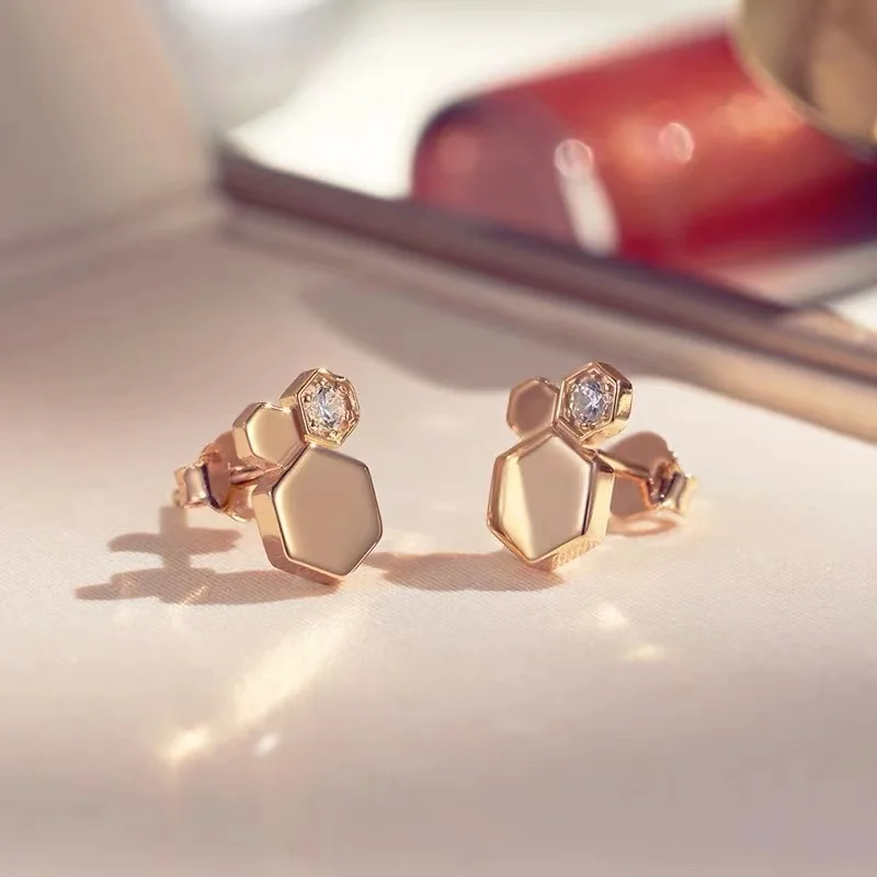 18k ružové zlaté náušnice 925 Strieborné cvočky pre ženy štíhle stohovanie plástov Rings Wedding Ring Luxusné šperky bez krabice