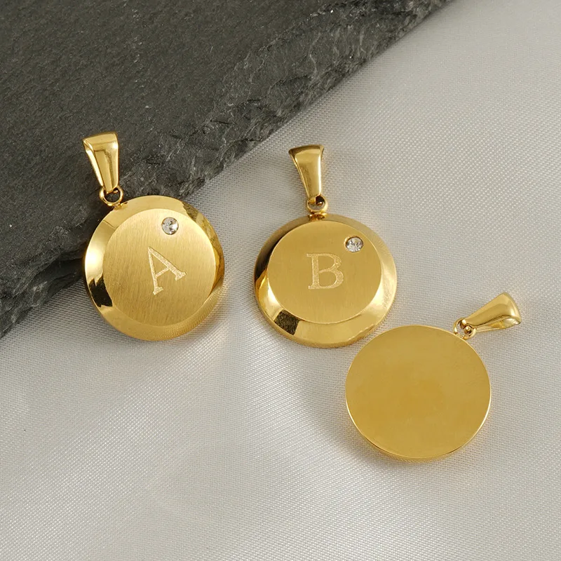 18k zlatá z nehrdzavejúcej ocele 26 AZ iniciály Round Pendant pre náhrdelníky šperky