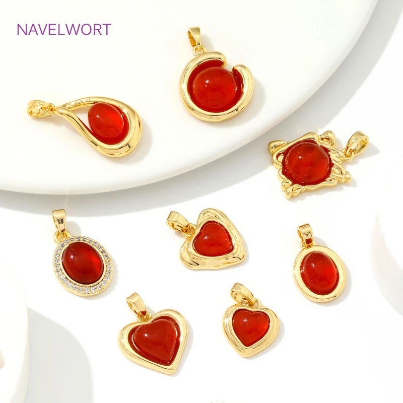 18k Zlaté mosadzné kúzla prírodného kameňa prívesok pre doplnky náhrdelníkov, kúzla pre šperky, Diyjewellery výroby zásob