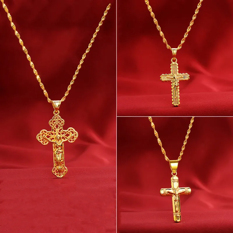 18k zlatý náhrdelník AU750 Krížový prívesok Náhrdelník Trendy muži a ženy Dĺžka Dĺžka 45 cm