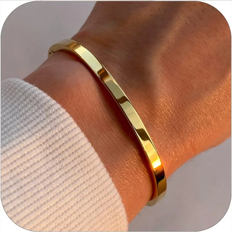 18k Zlatý oválny náramok pre ženy pre ženy Trendy Love Love Bangle Stohovateľné priateľstvo náramky vianočné darčeky narodeniny
