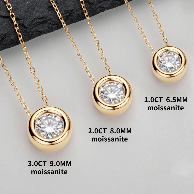 18k žltá ruža Gold pokovovaná 925 Striebro 3ct 1-2ct 9 mm ráu Moissanite Pendant pre ženy pre ženy