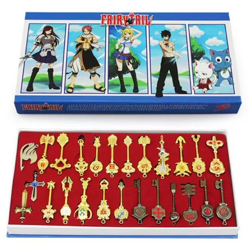 18ks Anime Fairy Tail Lucy Key náhrdelník prívesok Keychain Cosplay Accessories Collection Set Gift