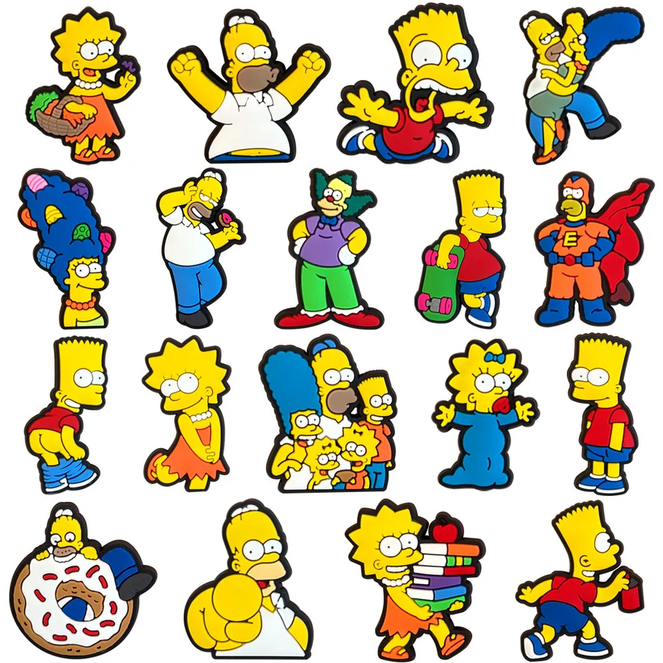 18ks/set topánky PCV PCV roztomilý karikatúra doplnok topánok Simpson pre ženy Men Funny unisex darčeky