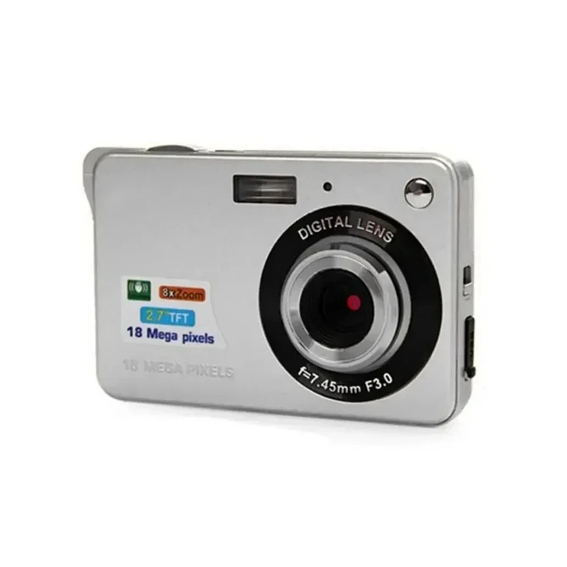 18MP HD Digitálny fotoaparát s 2,7 palcou LCD obrazovkou, nabíjateľná batéria, fotoaparát HD pre vnútorné, vonkajšie fotografie