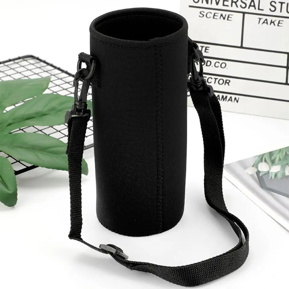 18oz/36oz/64oza voda prikrývka vrecko s vreckom s popruhom neoprénové vodné puzdro držiak na rameno remienok na rameno Black fľašu Inzulat vrecko Inzulat