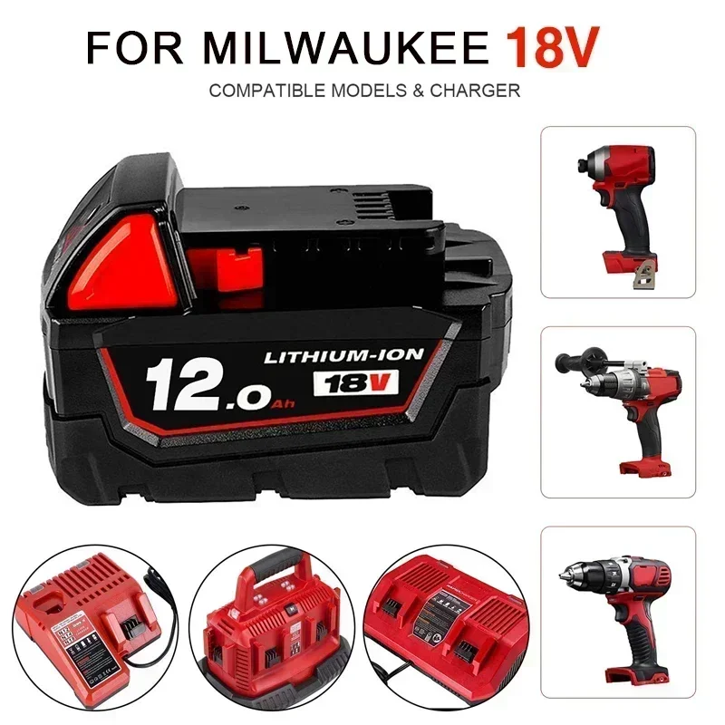 18V 12.0AH výmena za Milwaukee M18 XC Littium Battery 48-11860 48-11-1850 48-11-1840 48-11-1820 Nabíjateľné batérie