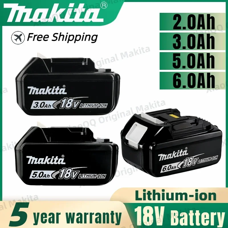 18V batéria Makita originál s lítium -iónom LED Vymeňte LXT BL1860B BL1860 BL1850 BL1830 MAKITA Nabíjateľná batéria napájacieho nástroja