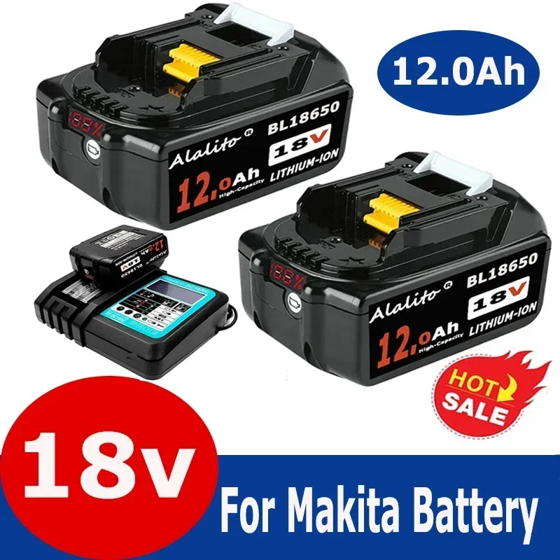 18V batéria pre Makita 12.0AH elektrické náradie Výmena príslušenstva BL1840 BL1860 BL1850 LI-ION Nabíjateľné batérie s LED