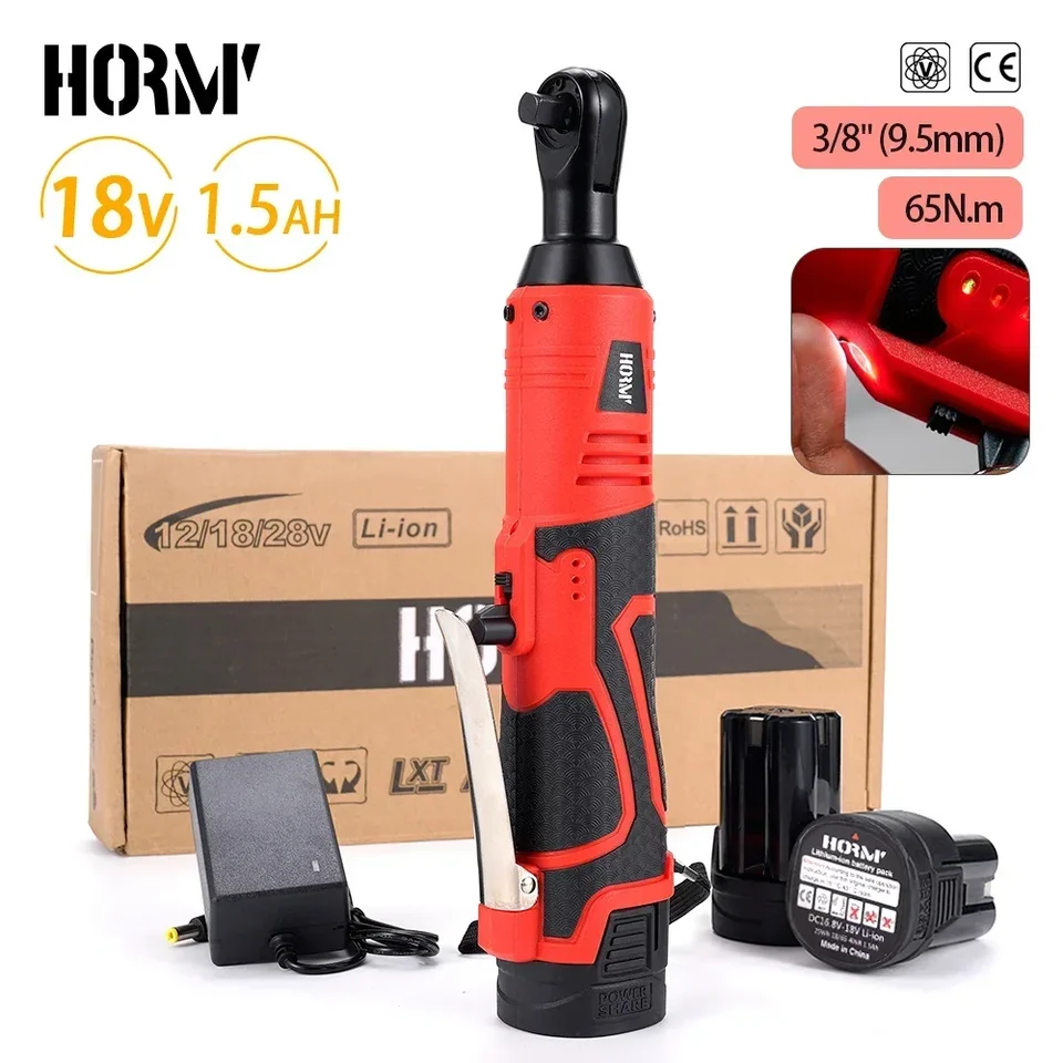 18V bezdrôtový nárazový kľúč nabíjateľný elektrický nárazový kľúč 3/8 palca pravý uhol Rathet Wrench nárazový nárazový nárazový náradie