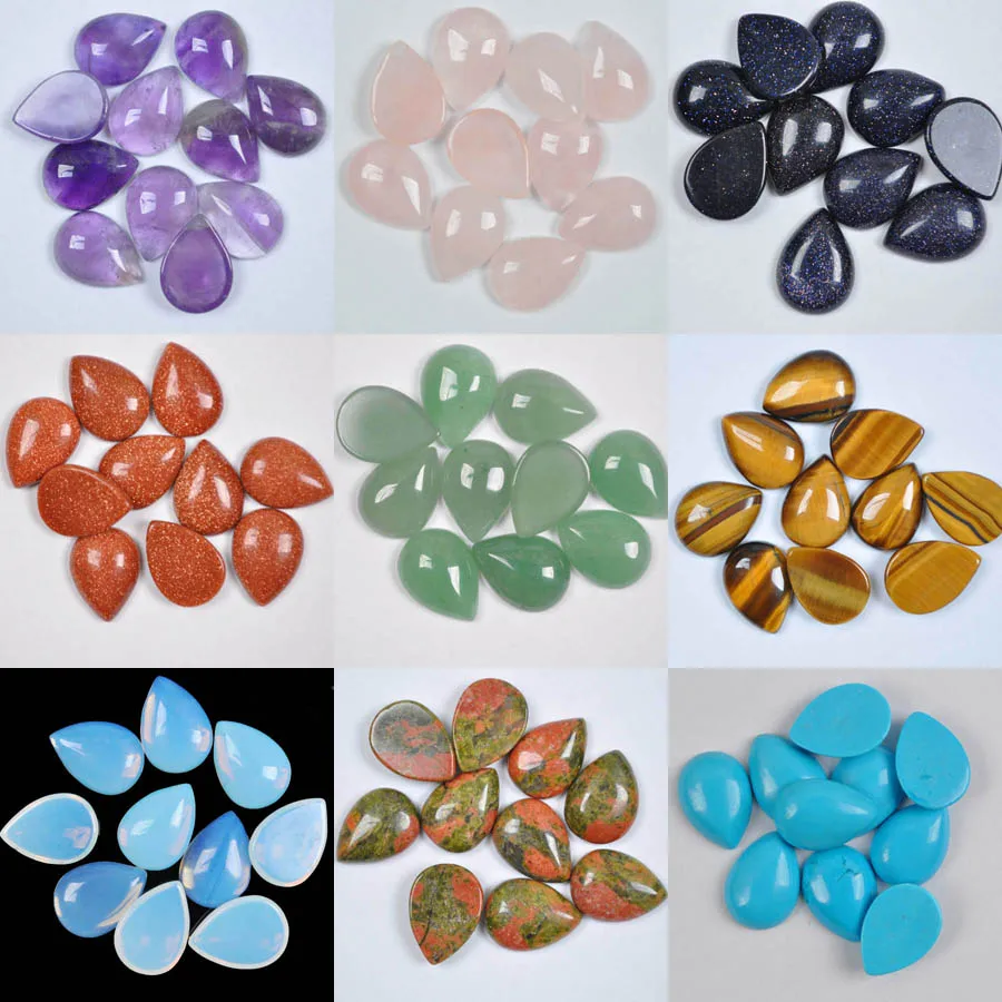 18x13mm ametyst/kremeň/pieskovec/zelená aventurín/tigereye/opal/tyrkysové korálky slzné kabína výroba šperkov (10 ks/veľa)
