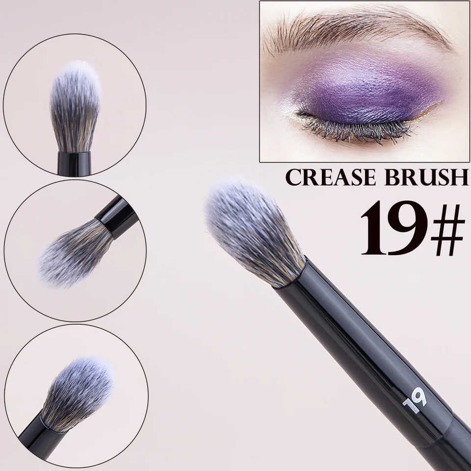 19 Crease Brush Profesionálne očné očné tiene záhyby Smudge miešajte make -up kefu zúžené presné očné tieňové práškové záhyby kefka