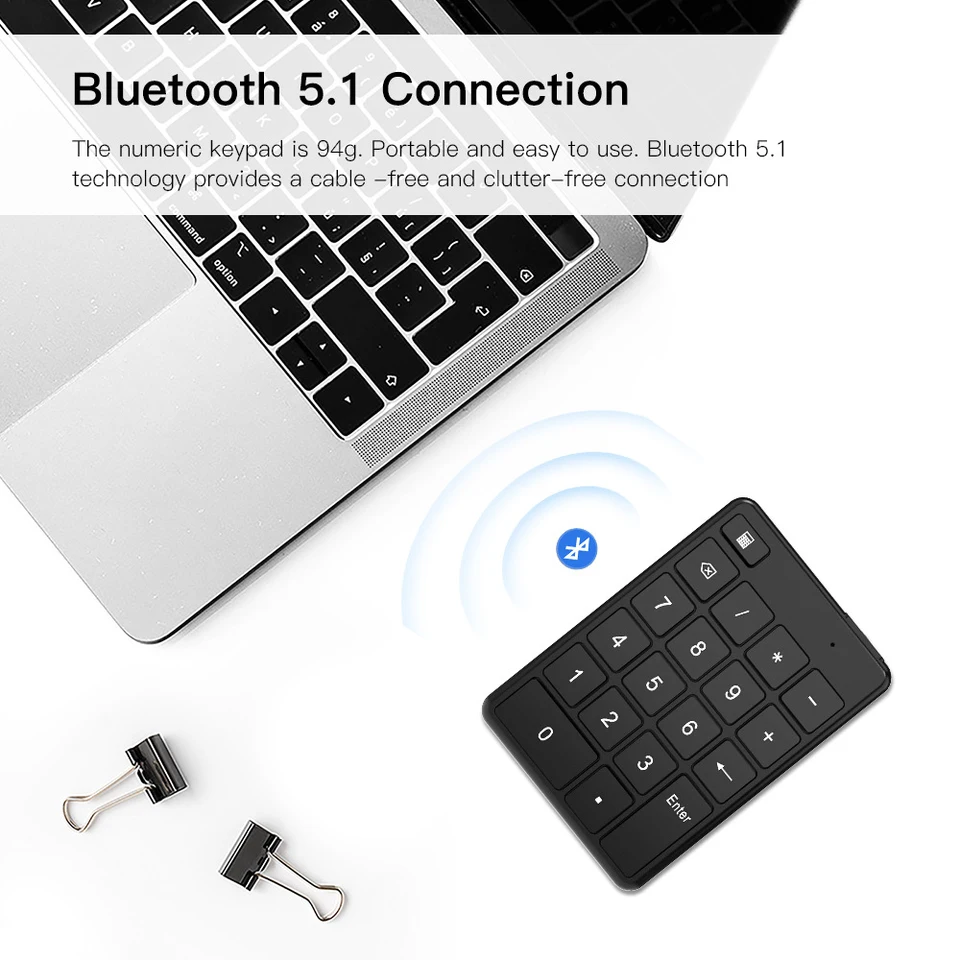 19 Klávesov Universal Bluetooth Wireless Numeric Keypads Mini numpad s funkčnými klávesmi Digitálna klávesnica pre počítačové účtovné potreby