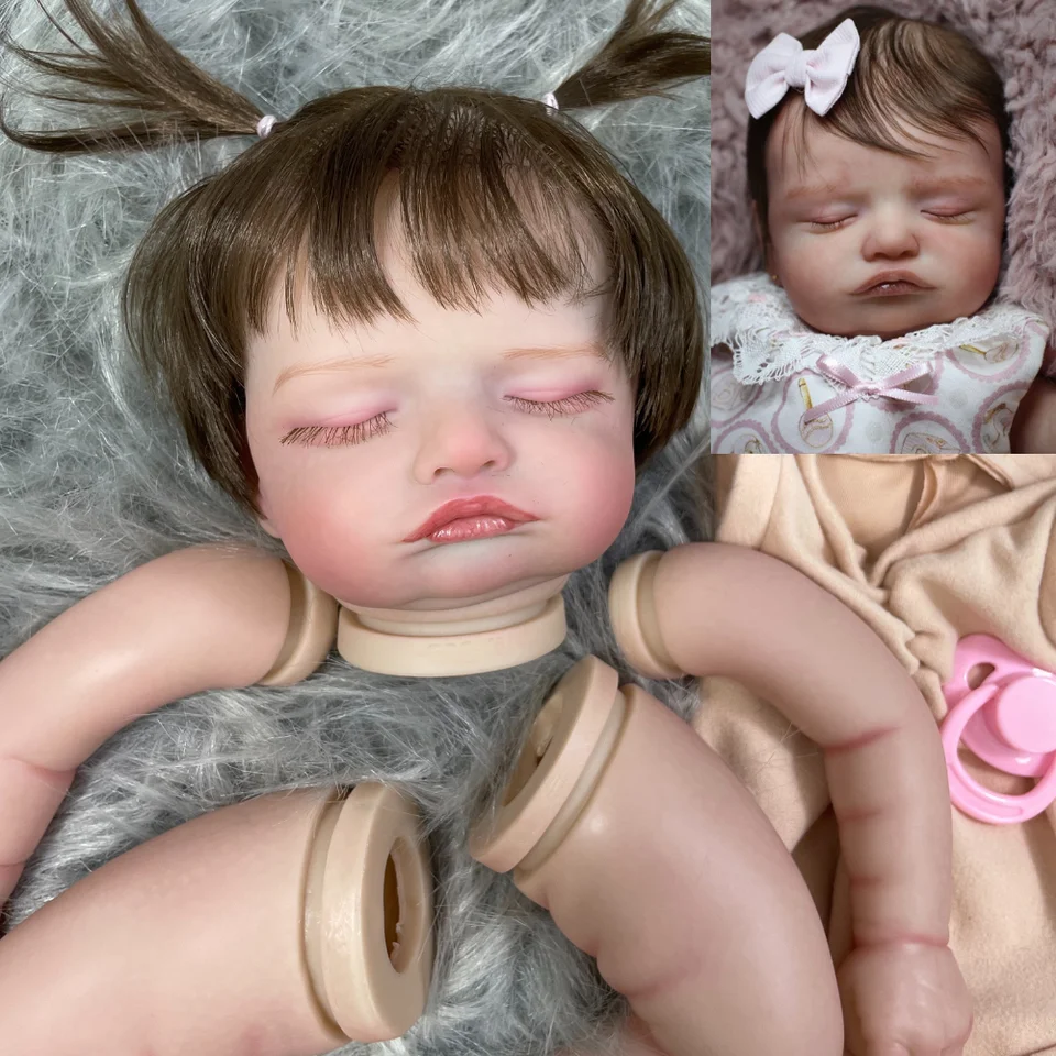 19 palcov už maľovaná Reborn Doll Kit Rosalie s zakorenenými vlasmi a látkovým telom nezasiahnuté hračky DIY vinylové bábiky