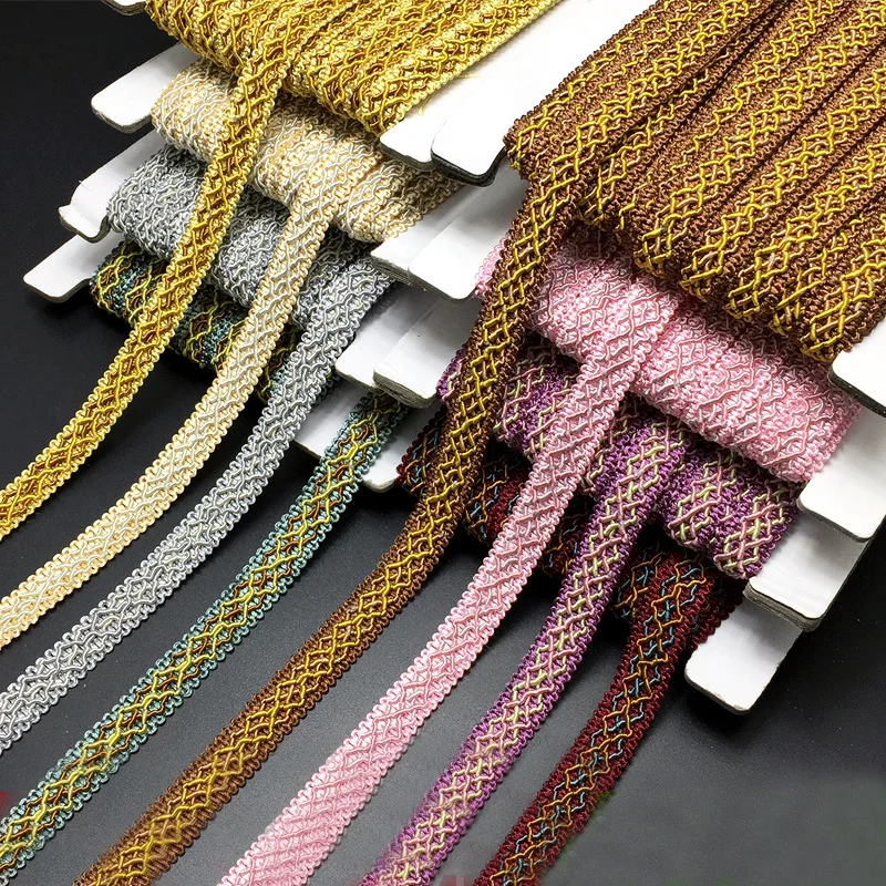 19 yardov Gold Gimp Braid Tink 14 mm pletená čipkovaná čalúnená tkanina Čúpanie čalúnené čalúnené čalúnené čalúnenie na šitie závesu na vankúš