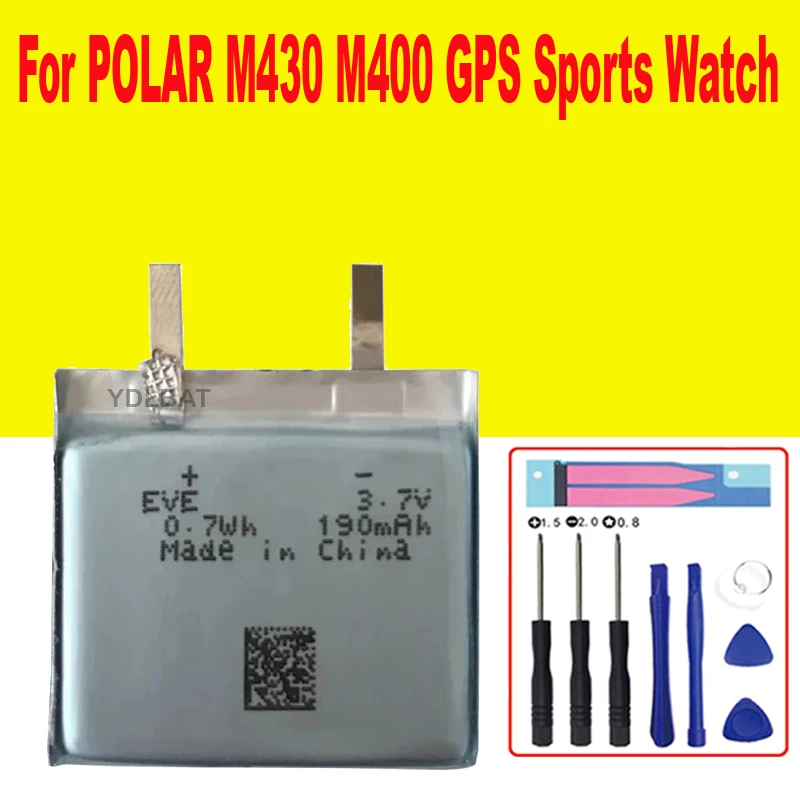 190 mah 3,8 V jadro batérie pre Polar M430 M400 GPS Sports Watch New Li-polymér nabíjateľný akumulátor výmeny